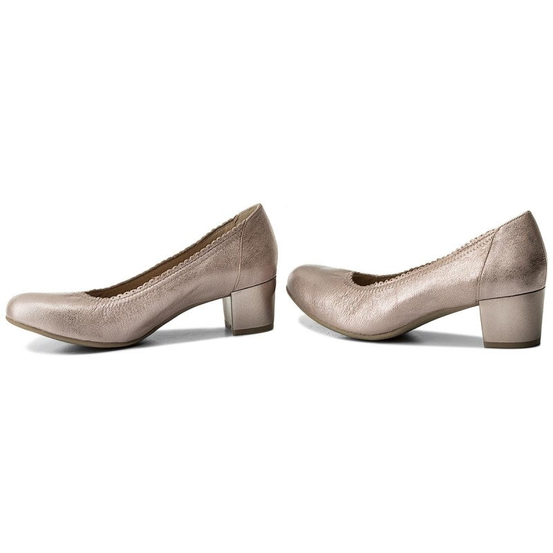Caprice Women's 22310 Leather Heel Shoes Rose Metallic