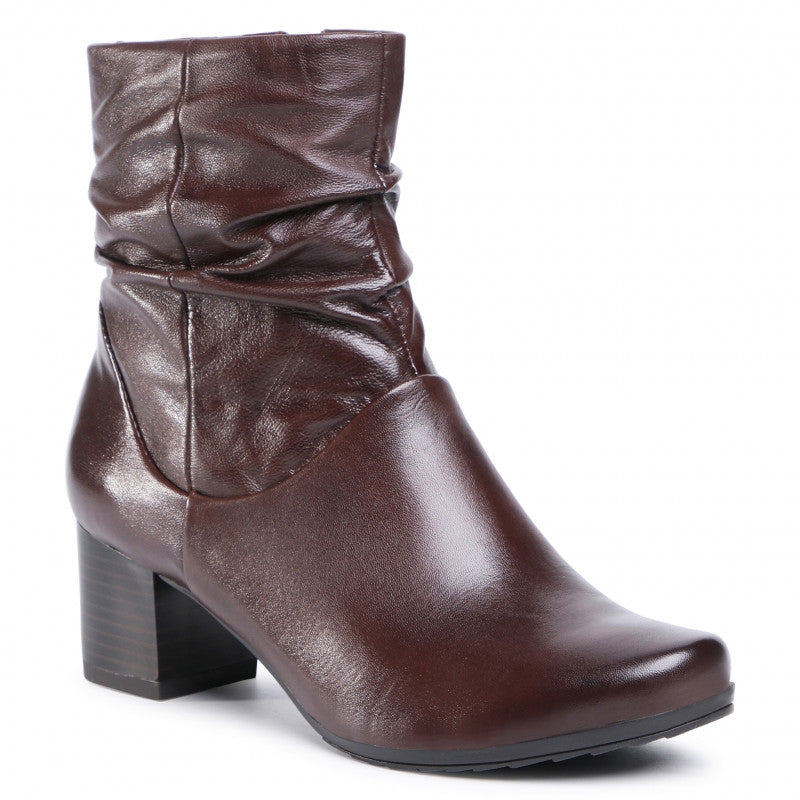 Caprice Women's 25364 Leather Ankle Boots Dark Brown