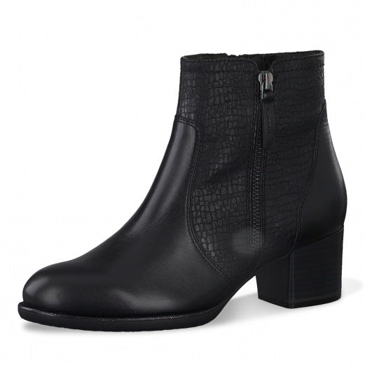 Tamaris Women's 1-25326-25 Leather Zip Ankle Boots Black