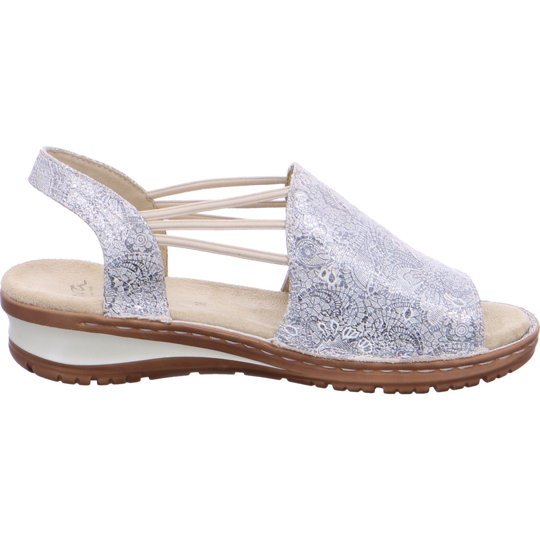 Ara Women's Hawaii 12-27241 Suede Wedge Heel Sandals Silver