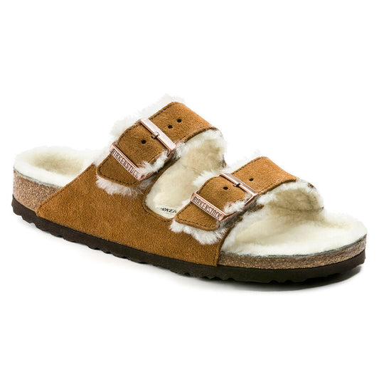 Birkenstock Women's Arizona Shearling Suede Leather Mink Brown