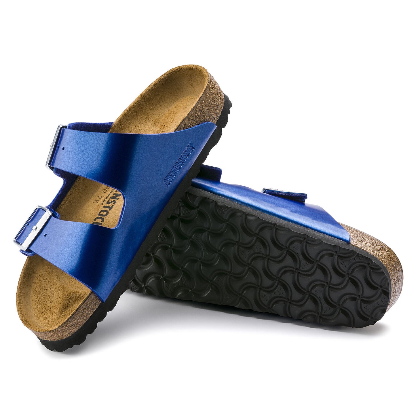 Birkenstock Unisex Arizona Birko-Flor Narrow Fit Sandals Electric Metallic Ocean