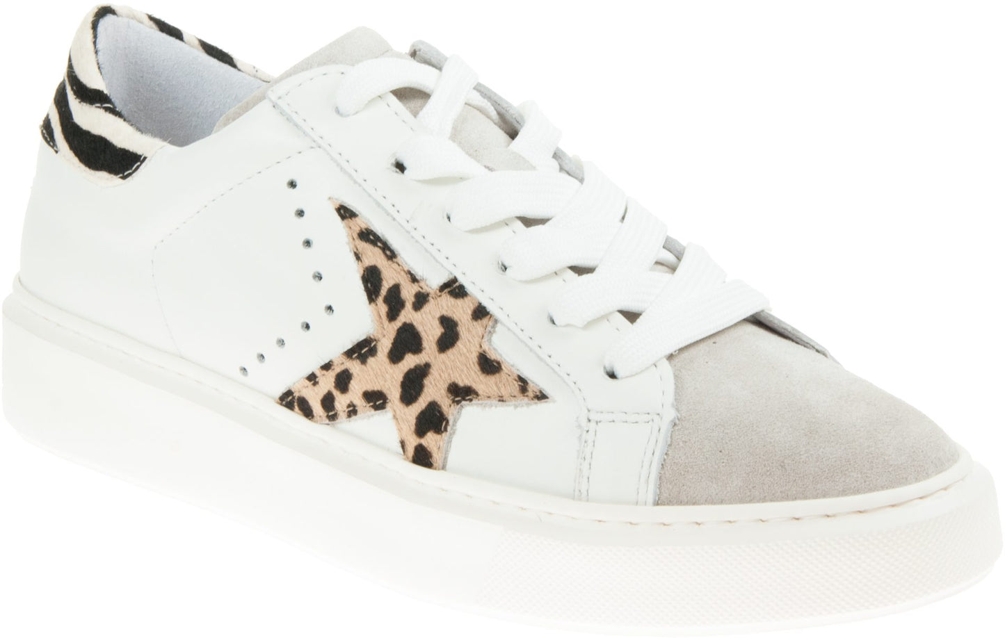 Alpe Women's Tresor 4244 Star Sneakers White Leopard