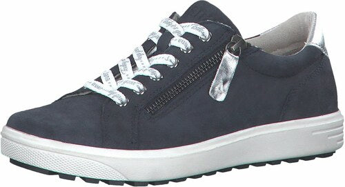 Jana Women's 23611-28 805 Leather Zip Sneakers Navy Blue