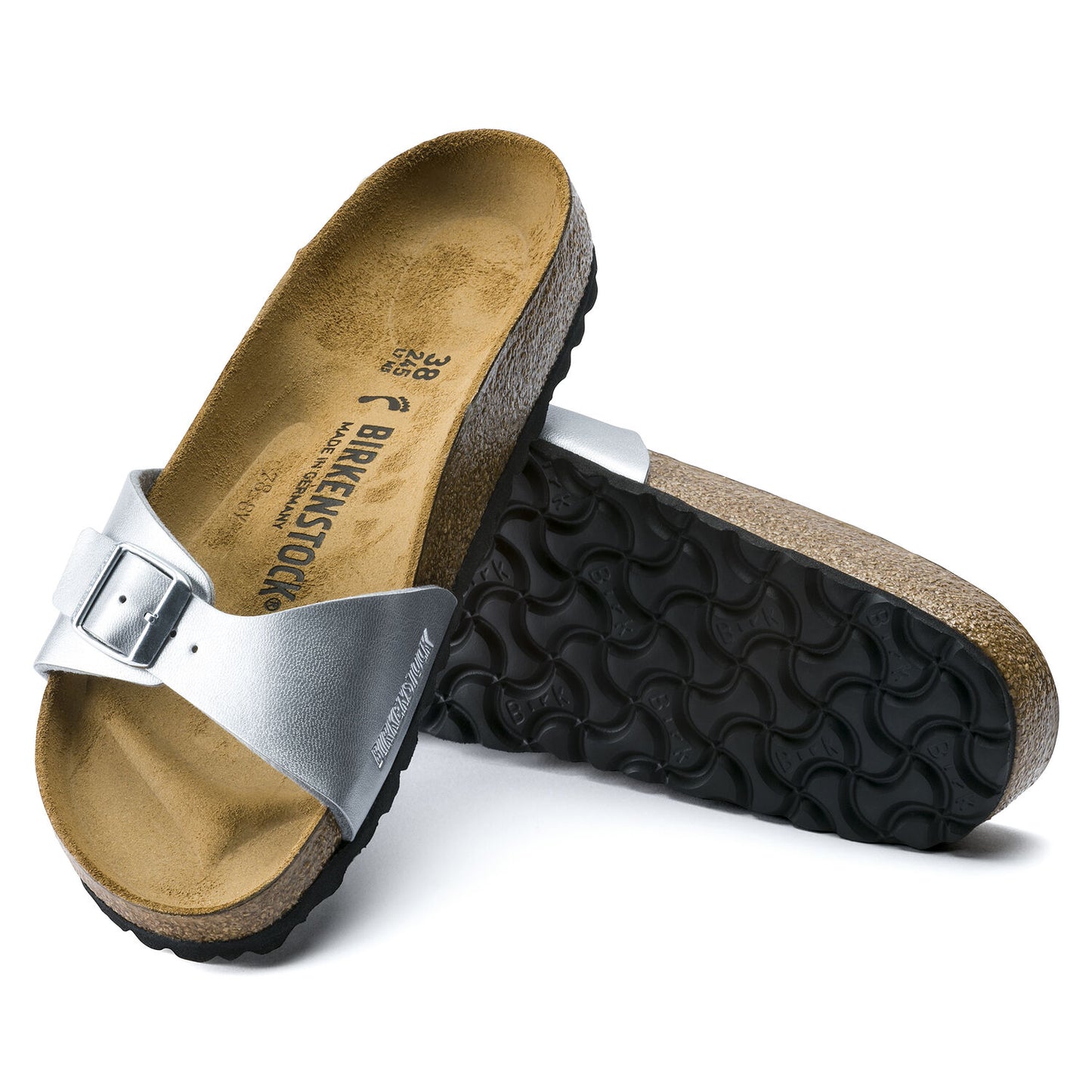 Birkenstock Unisex Madrid Birko-Flor Narrow Fit Sandals Silver