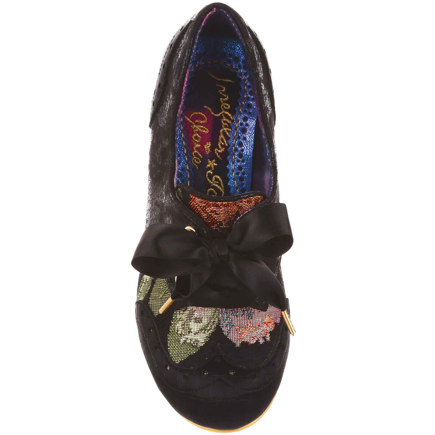 Irregular Choice Women's 4136-82 Cobbles Lace-Up Heel Shoes Black Floral