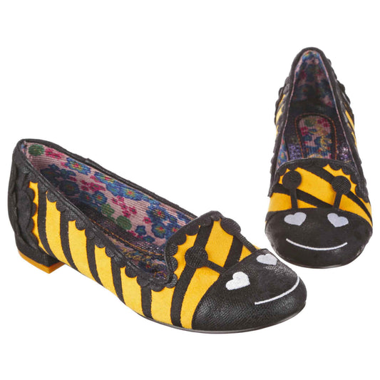 Irregular Choice Women's 4329-92 Bug It Up Flat Shoes Black/Yellow