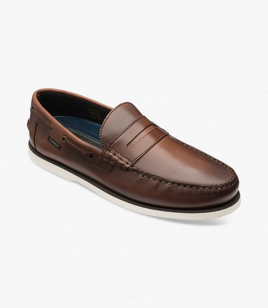 Loake Men's 529DK Leather Moccasin Deck Shoes Dark Brown