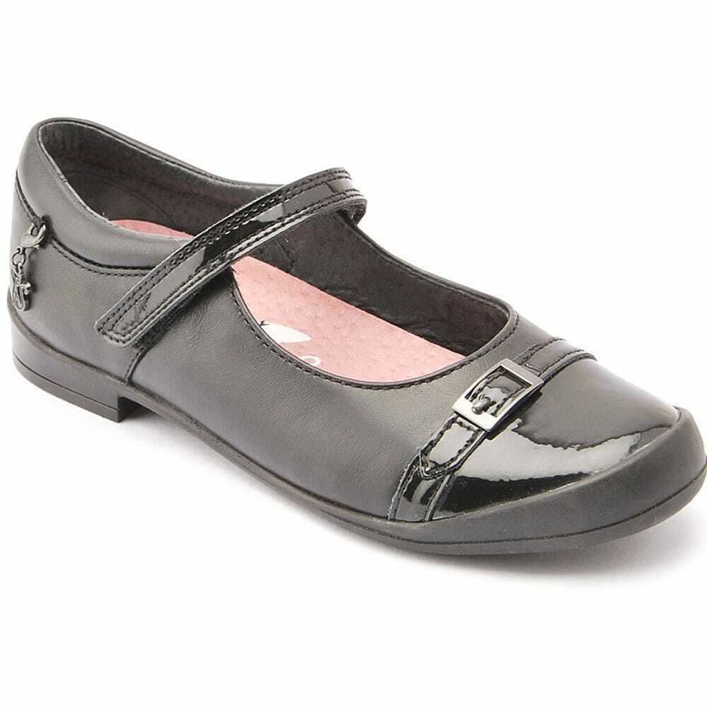Start-Rite Childrens Girls Purrfect Leather Riptape School Shoes Black