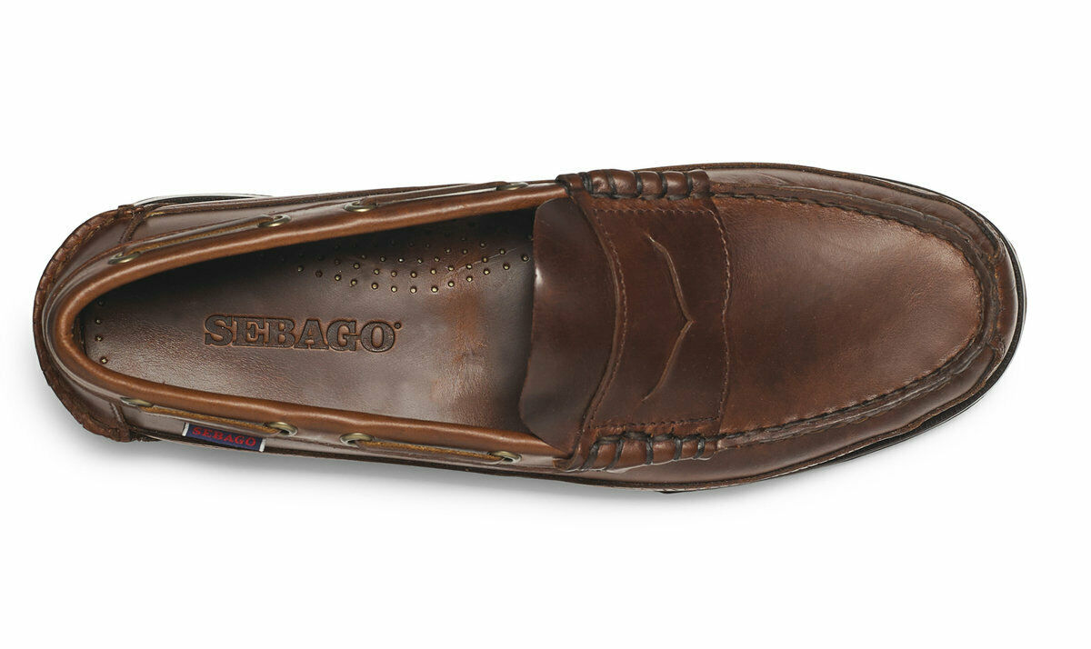 Sebago Men's Sloop 70002B0 Waxed Leather Loafer Deck Shoes Brown Gum