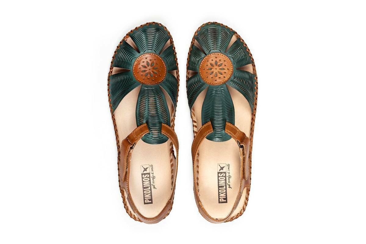 Pikolinos Women's P.Vallarta 0575 Leather Sandals Emerald