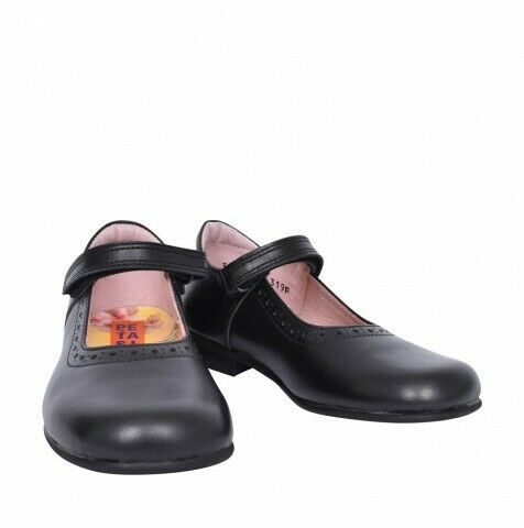Petasil Childrens Girls Tanya Leather Mary Jane School Shoes Black