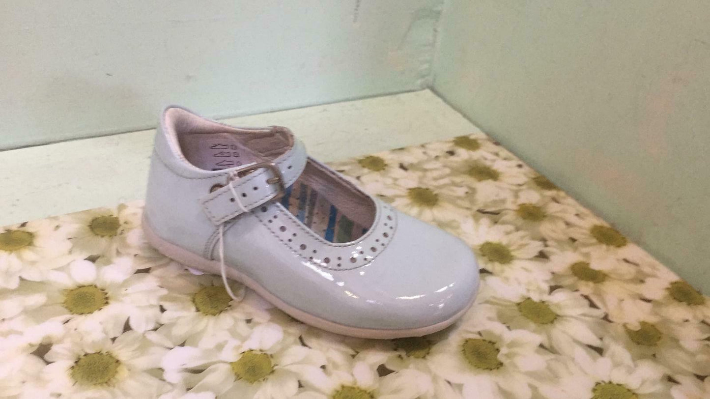 Petasil Childrens Girls Bella Mary Jane Leather Shoes Baby Blue Patent