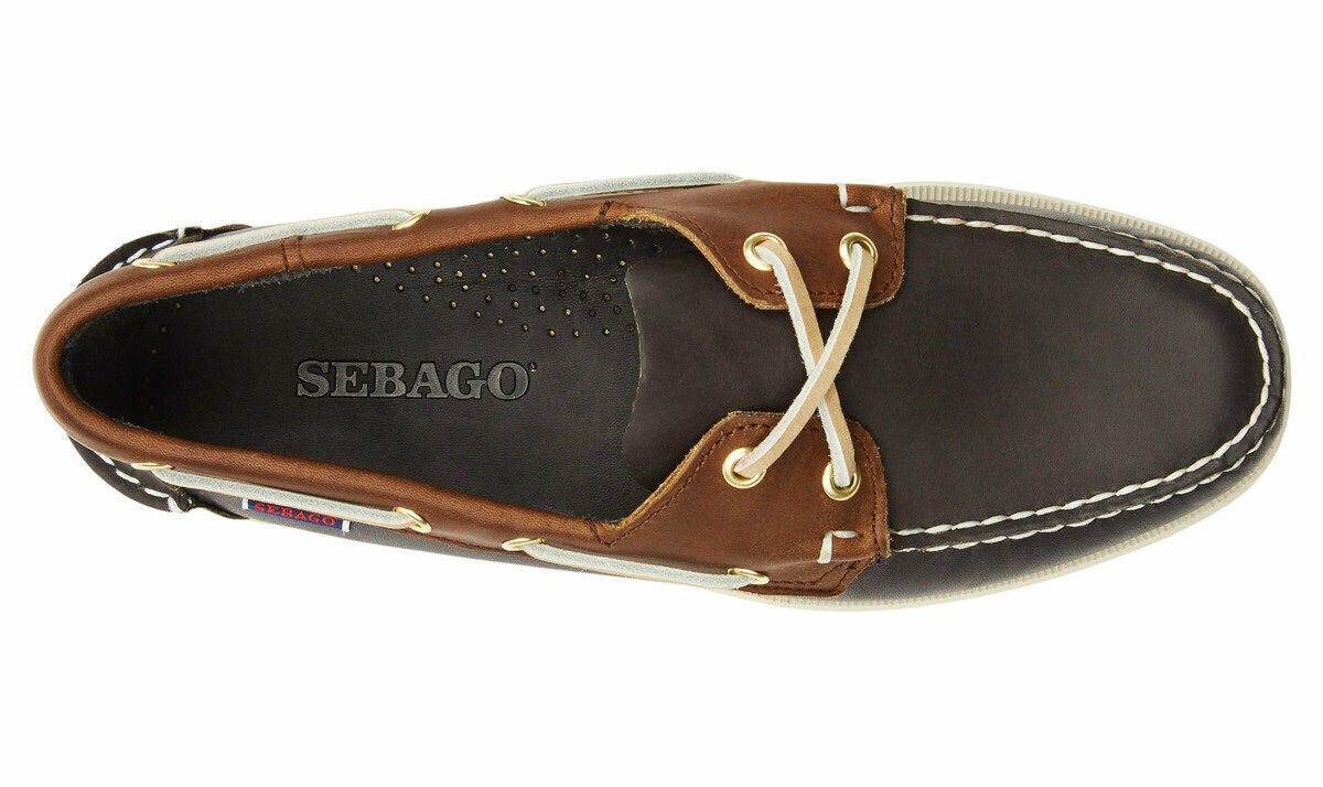 Sebago Men s 7002T60 Mapple Leather Boat Shoes Blue Navy Cognac