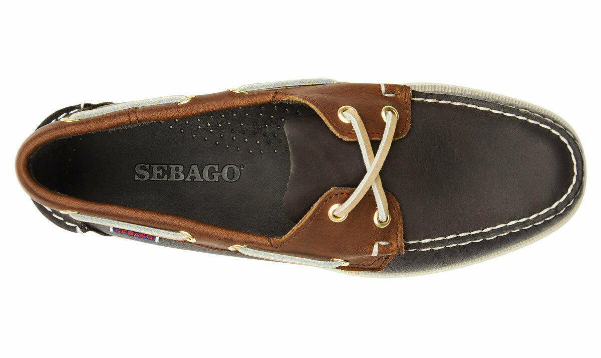 Sebago Men's 7002T60 Mapple Leather Boat Shoes Blue Navy / Cognac