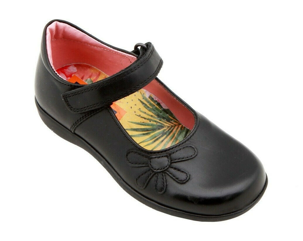 Petasil Childrens Girls Bonnie Mary Jane Leather Shoes Black