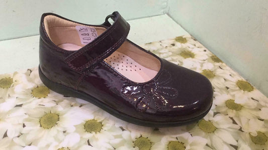 Petasil Childrens Girls Bonnie Mary Jane Leather Shoes Purple Patent