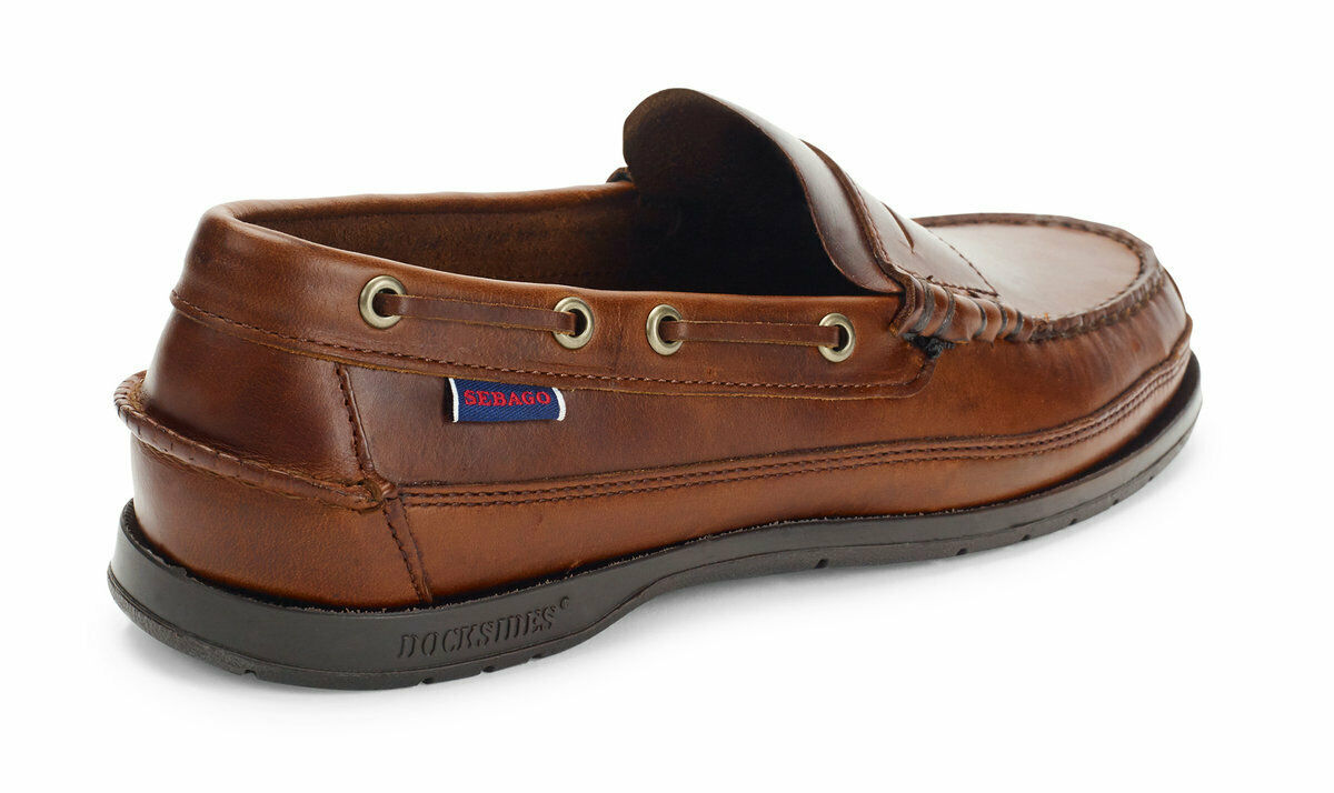 Sebago Men's Sloop 70002B0 Waxed Leather Loafer Deck Shoes Brown