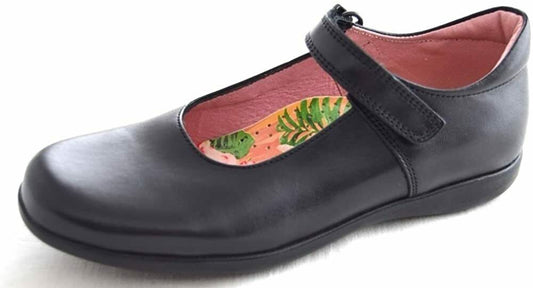 Petasil Childrens Girls Bea Leather Mary Jane School Shoes Black