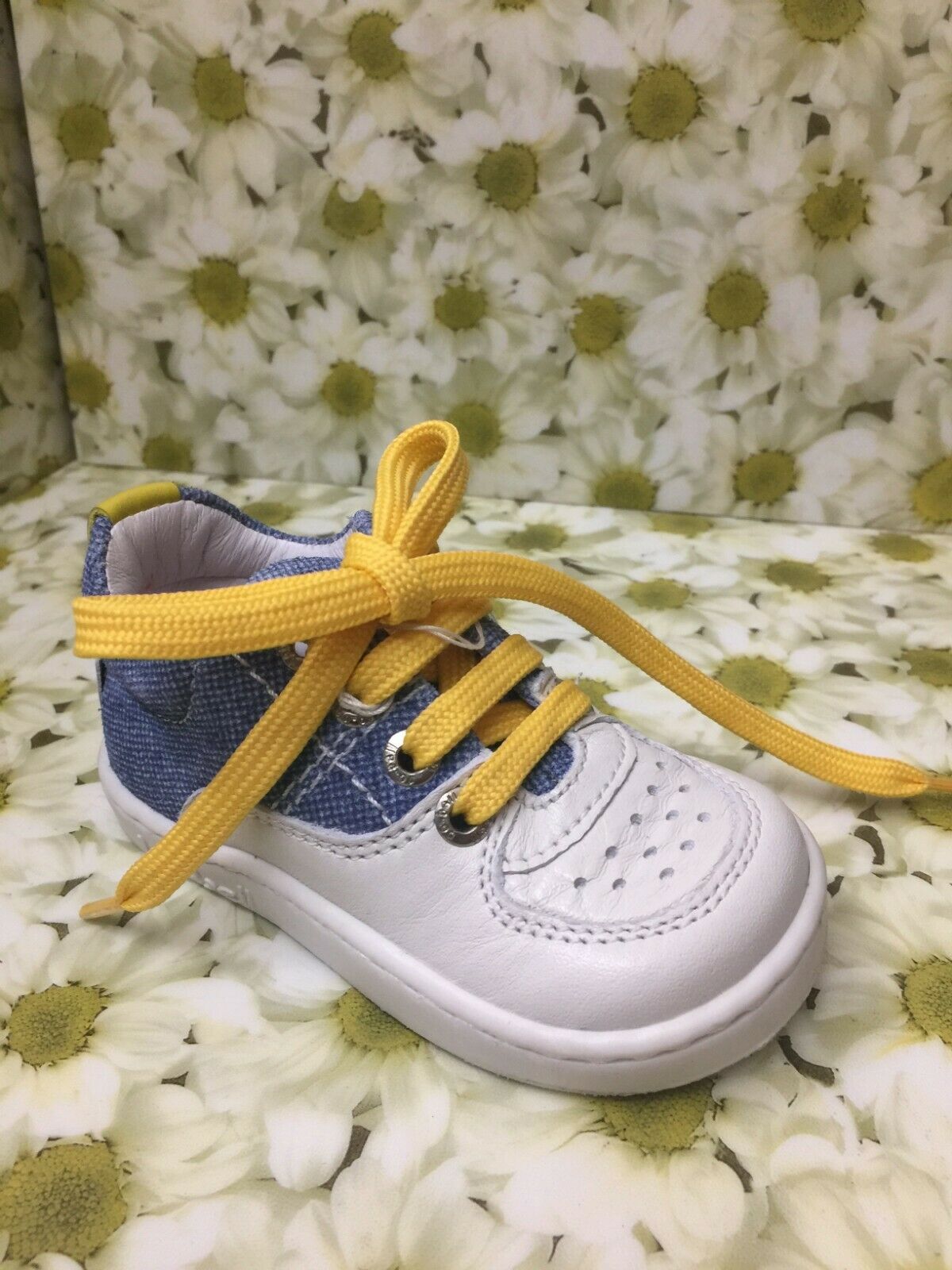 Bo-Bell Childrens Toddlers Egan Casual Leather Sneakers White Yellow