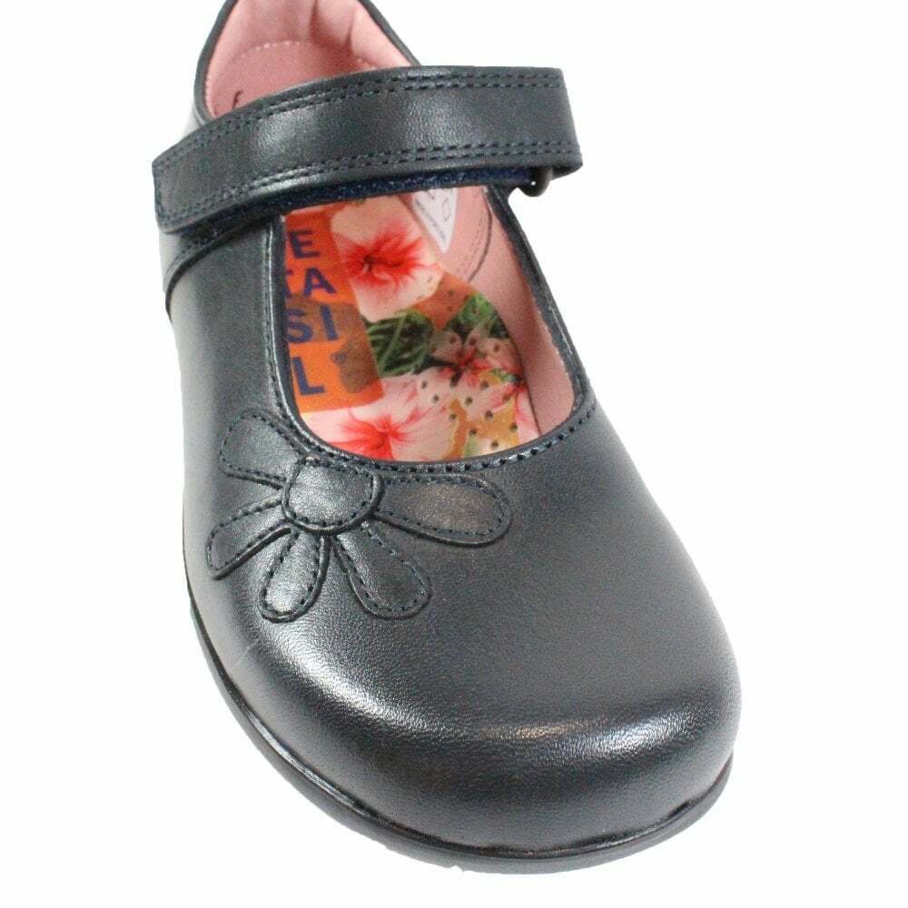Petasil Childrens Girls Bonnie Leather Mary Jane School Shoes Navy
