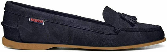 Sebago Women's 7002TC0 Janet Waxy Leather Slip On Shoes Blue Navy Gum