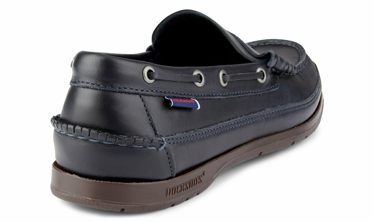 Sebago Men's Sloop Waxed Leather Loafer Deck Shoes Blue Navy Gum