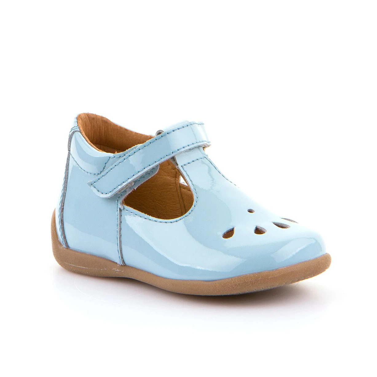 Froddo Infant Childrens T-Bar G2140035-5 Leather Shoes Light Blue