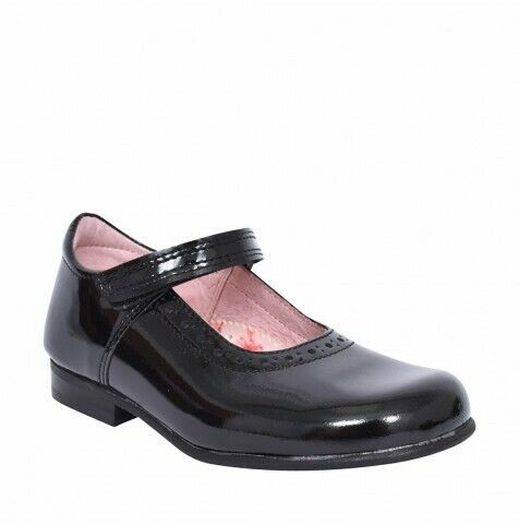 Petasil Childrens Girls Tanya Leather Mary Jane School Shoes Black Patent