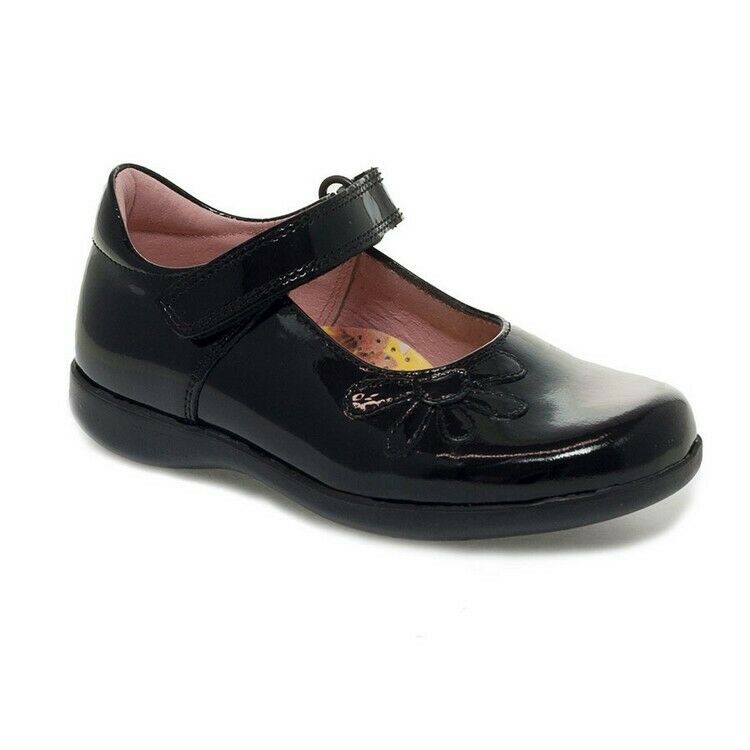 Petasil Childrens Girls Bonnie Mary Jane Leather Shoes Black Patent