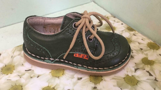 Petasil Childrens Boys Charlie Leather Brogue Shoes Green