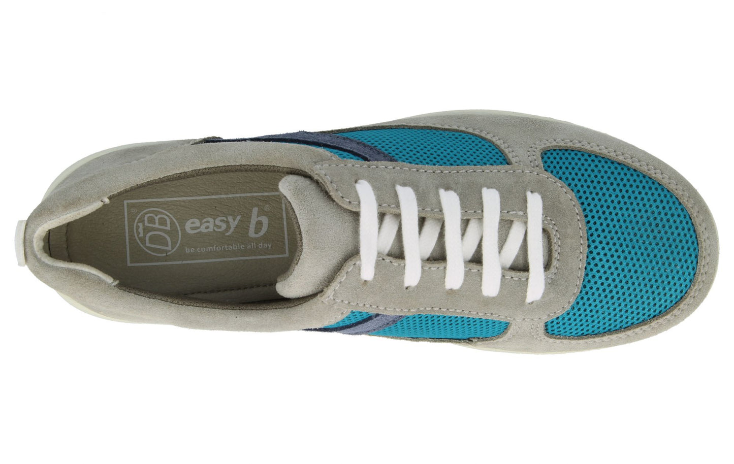DB Wider Fit Women's Patricia Canvas Casual Shoes Grey Turquoise