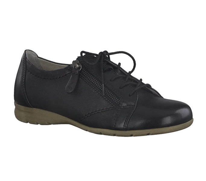 Jana Women's 23201-26 Leather Zip Sneakers Black