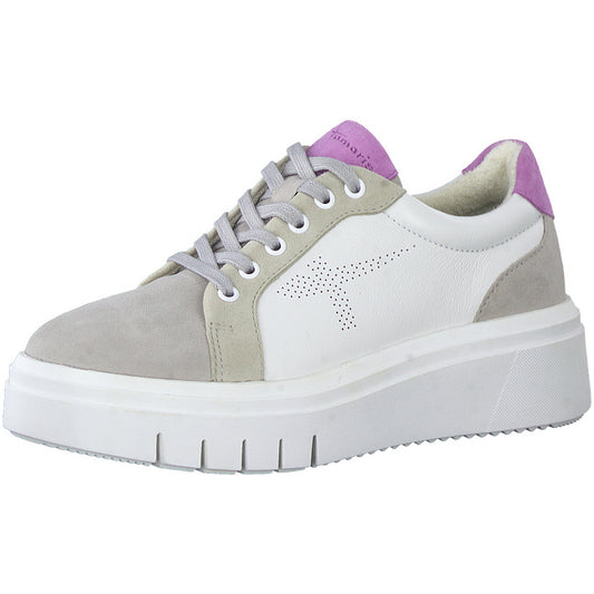 Tamaris Women's 8-83715-20 256 Leather Lace-Up Sneakers LT Grey/Fuxia