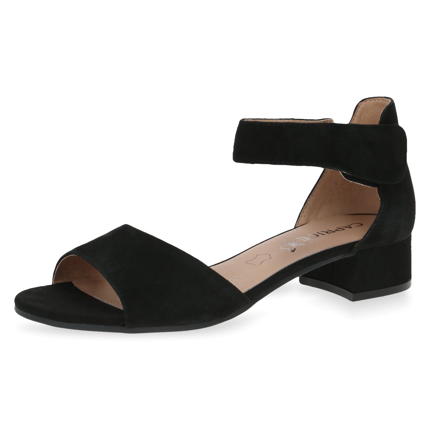 Caprice Women's 9-28212-42 Suede Leather Block Heel Sandals Black