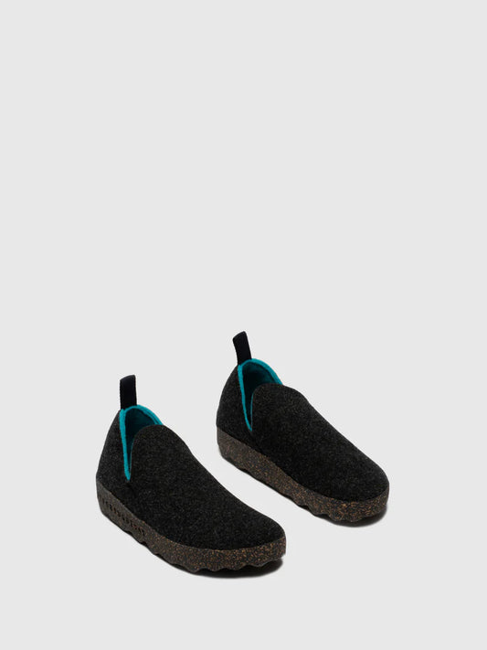 AsPortuguesas Womens City L Elasticated Slip-On Shoes Tweed/Felt Anthracite
