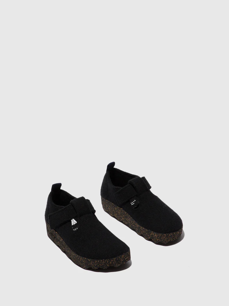 AsPortuguesas Women's Cate Mary Jane Shoes Tweed/Felt Black