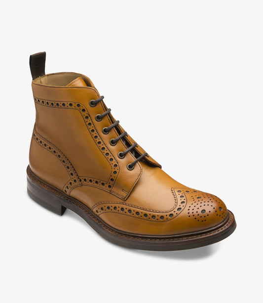 Loake Men's Bedale Leather Brogue Derby Boots Tan
