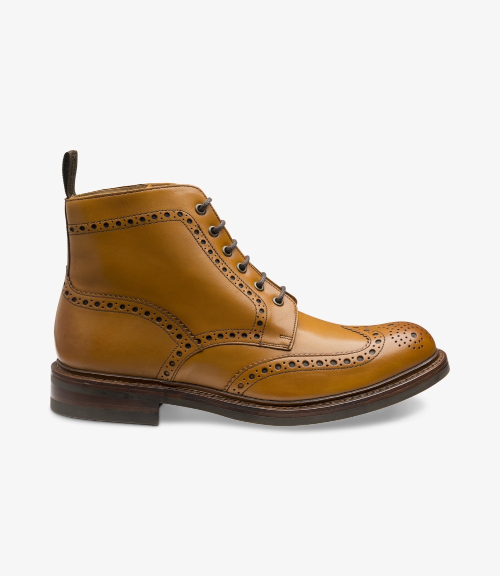 Loake Men's Bedale Leather Brogue Derby Boots Tan