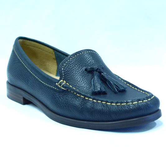 Globo Women's Darley Leather Tassel Slip-On Moccasin Shoes Blue