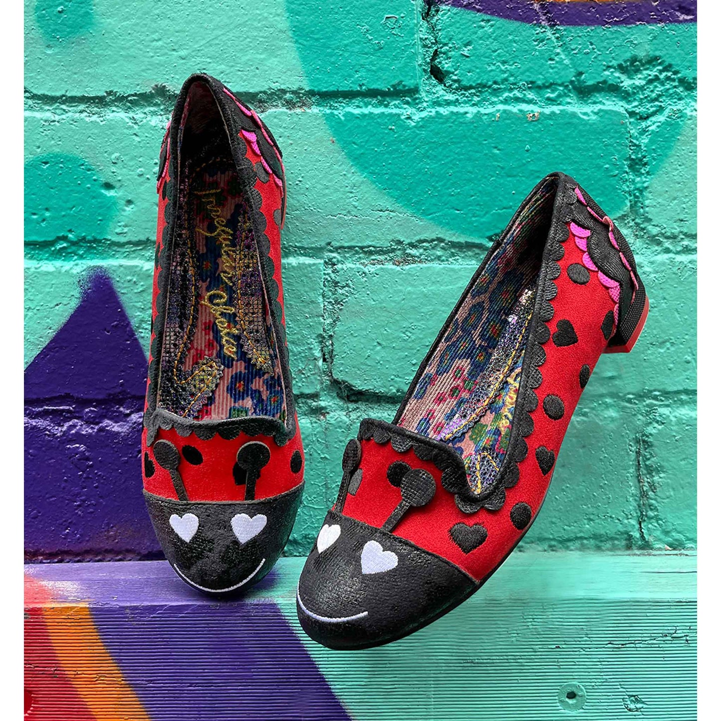 Irregular Choice Women's 4329-92 Bug It Up Flat Shoes Black/Red