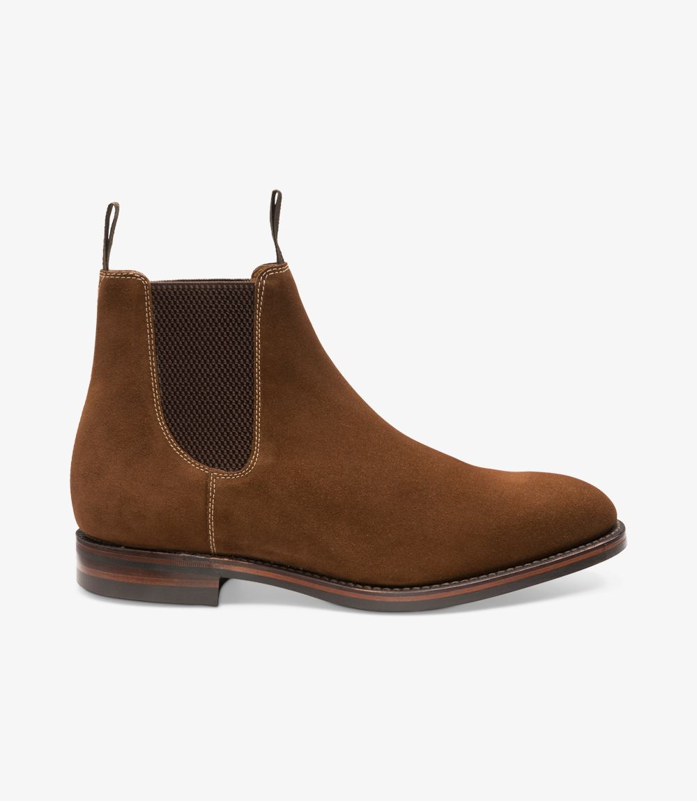 Loake Men's Chatsworth Leather Chelsea Boots Brown Suede