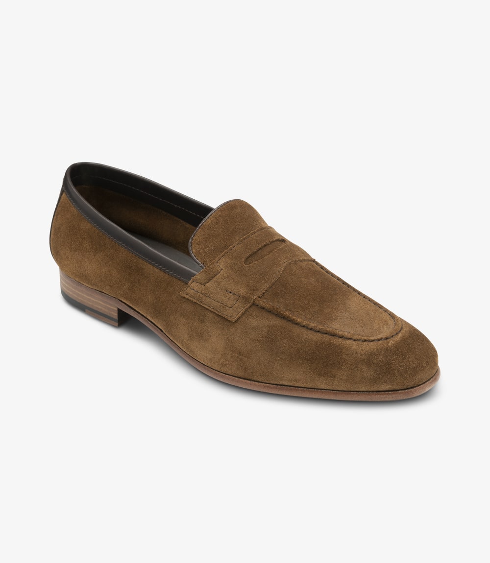 Loake Men's Darwin Leather Loafer Shoes Tan Brown Suede