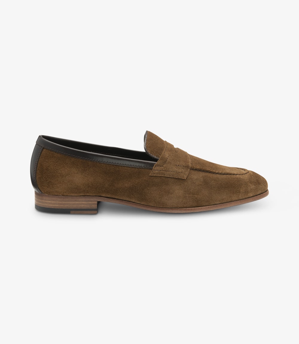Loake Men's Darwin Leather Loafer Shoes Tan Brown Suede