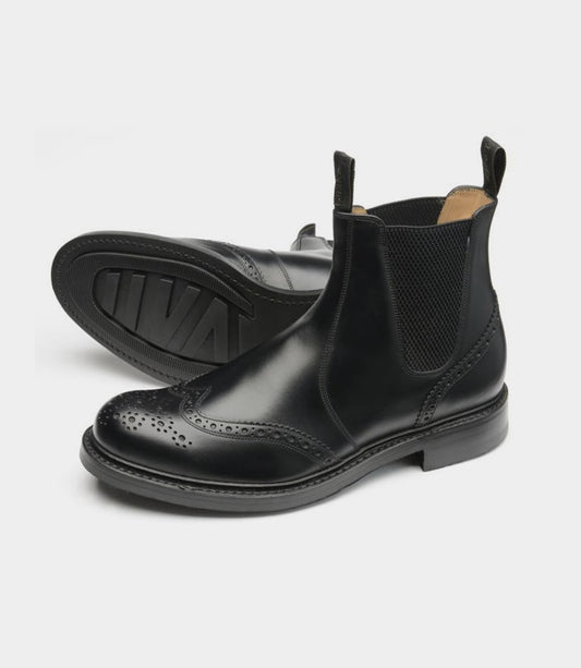 Loake Men's Enfield Leather Brogue Dealer Boots Black