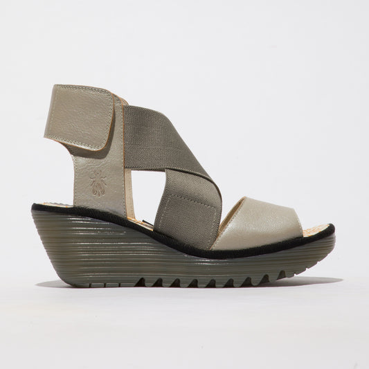 Fly London Women's YUBA385FLY Leather Crossover Sandals Silver