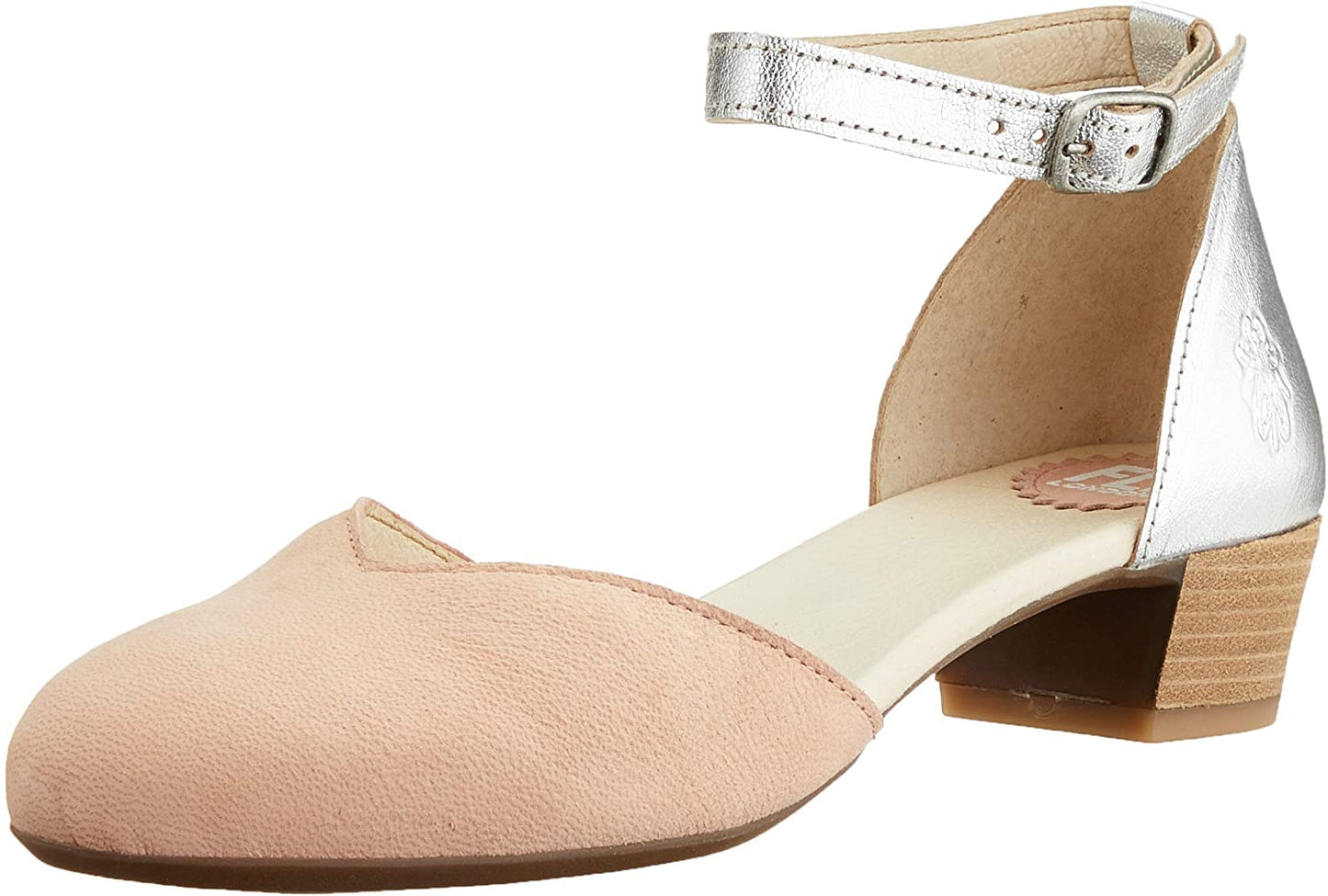 Fly London Women's LOGI459FLY Leather Ankle Strap Sandals Nude Pink Silver