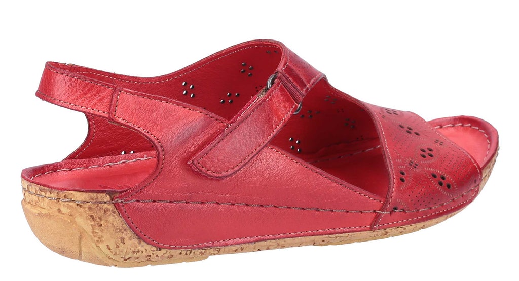 Riva Women's Barcelona Leather Slingback Sandals Red