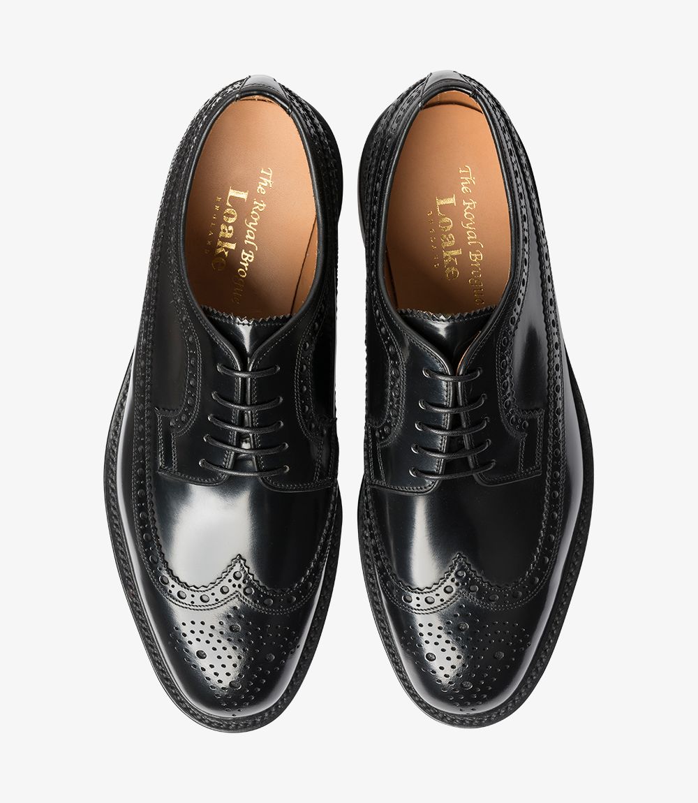 Loake Men's Royal Leather Full Brogue Shoes Black