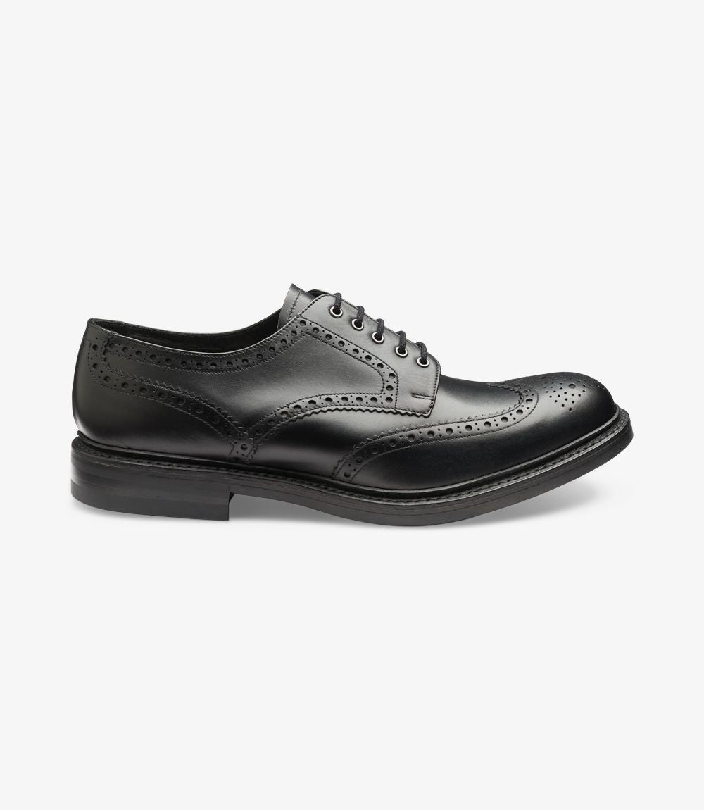 Loake Men's Worton Leather Brogue Derby Shoes Black